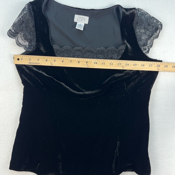 Y2K Loft Black Velvet Babydoll Top Silk Lace Whimsigoth Romantic Feminine Vamp 8 - Picture 10 of 11